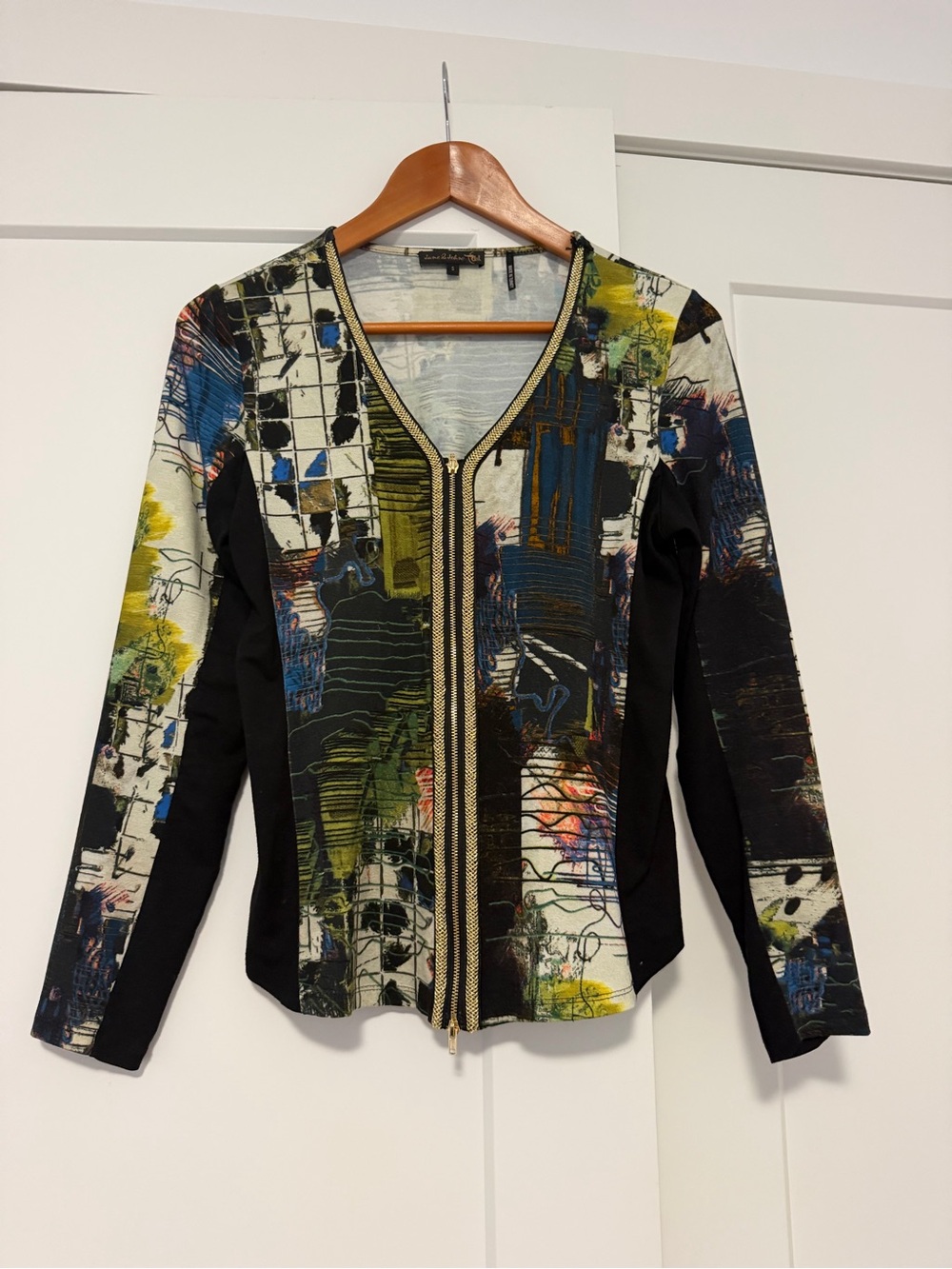 Abstract Print Zip-Front Women's Jacket - Multicolor